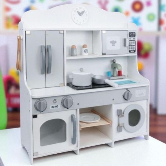 صورة مطبخ لعب خشبي أنيق للأطفال